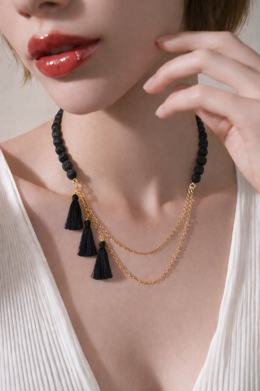 Lava Bead Slip-on Necklace