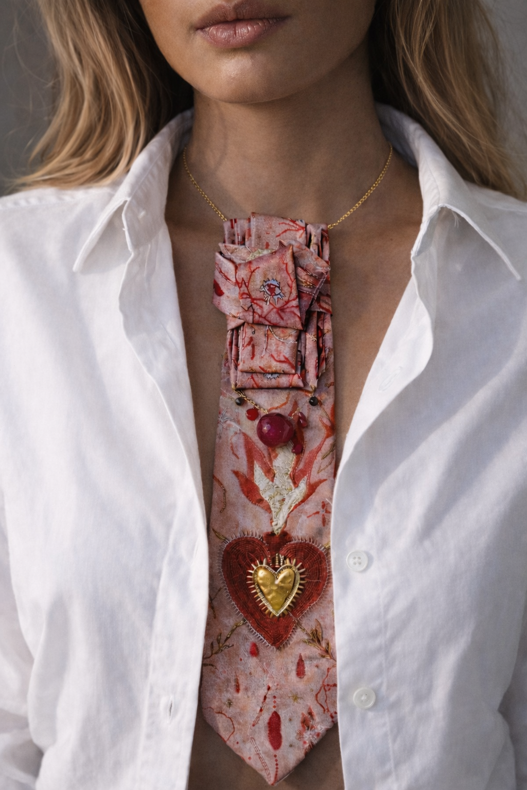 Sacred Heart Tie Necklace
