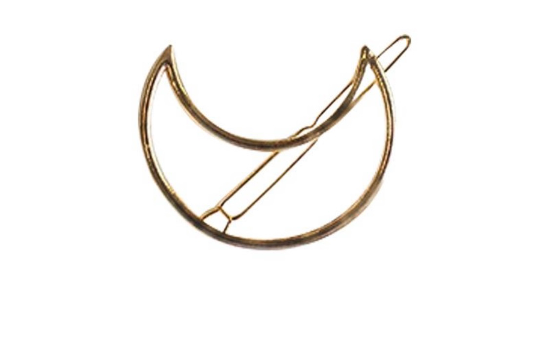 Crescent Moon Hair Barrette Gold