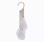 Single White Tassel Feather Ear Cuff