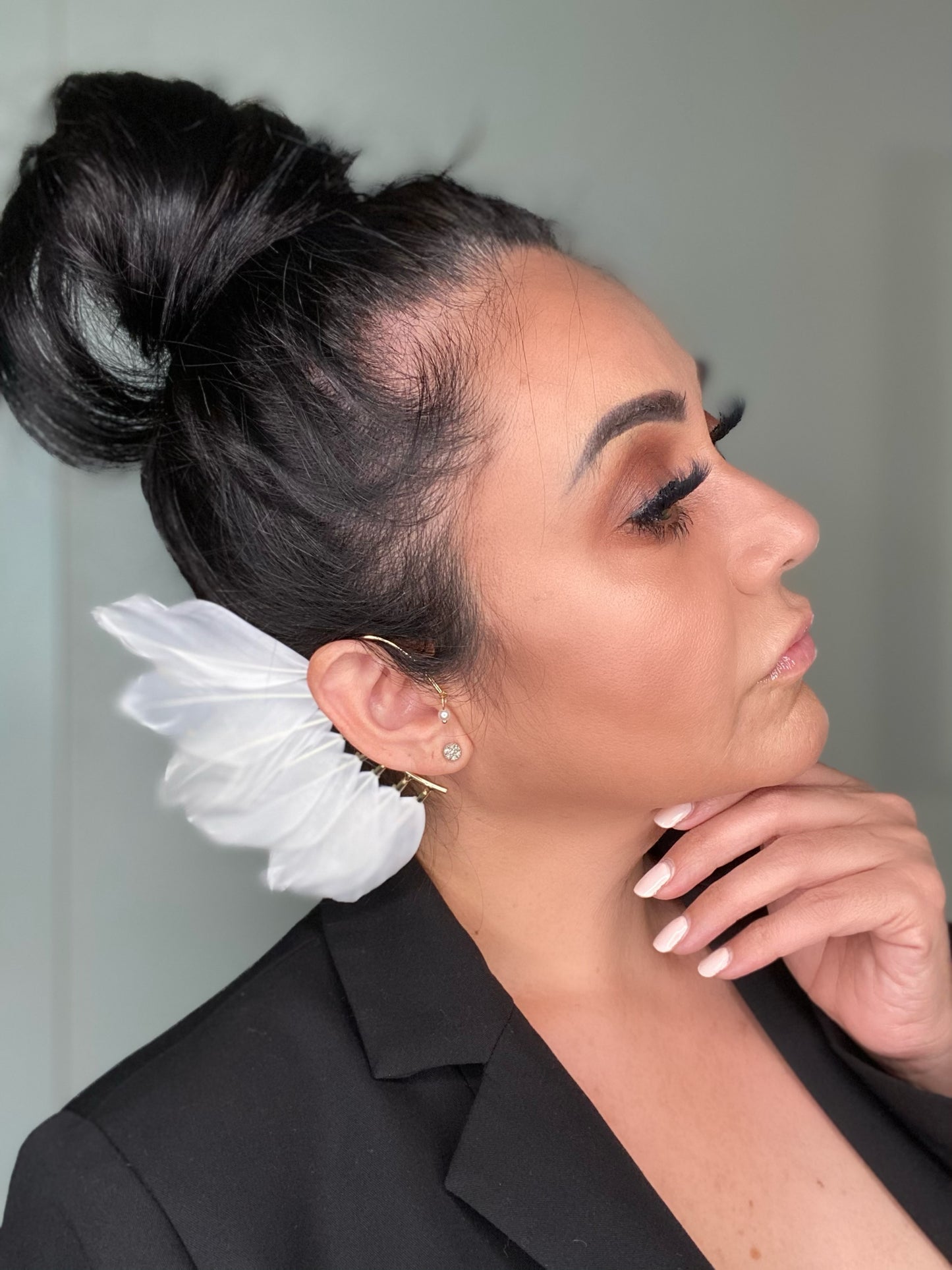 White Feather Ear Cuff