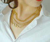 Multi Layer Snake Necklace Gold 14"+2