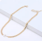 Faux Pearl Leaf Choker 12"+2"ext